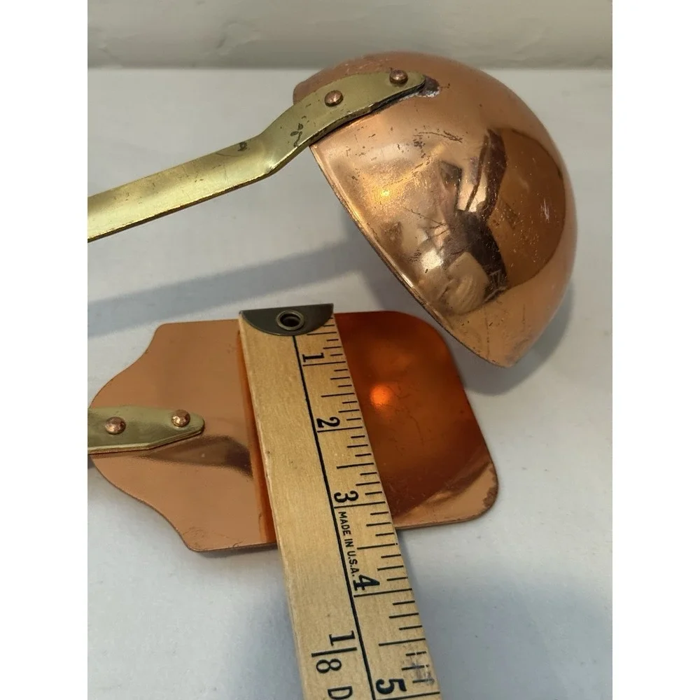 Vintage/Antique Solid Copper & Brass Handle 2pc Utensil Set w/ Hanging Loops